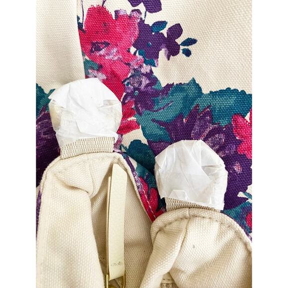 Soft Surroundings Dual Strap Canvas Bag Shoulder Strap Purple Floral Print NWOT - Picture 5 of 9